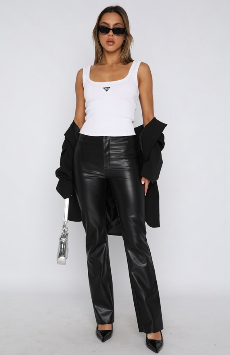 Women's White Fox Not Again PU Pants Black | AVYS-08632