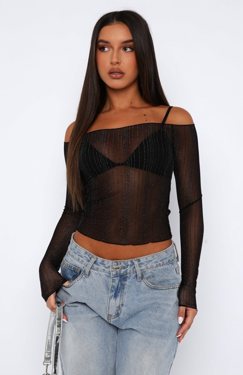 Women's White Fox Nothing Was The Same Long Sleeve Crop Tops Black | RGYQ-18325