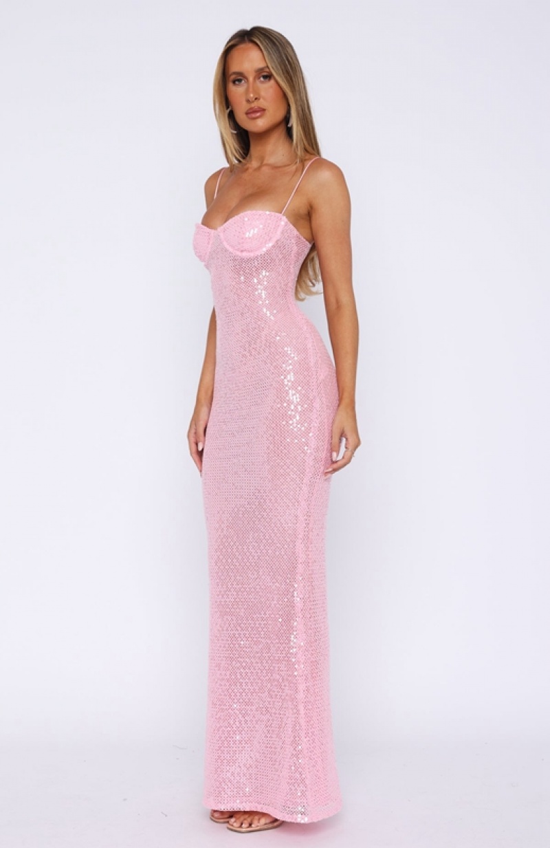 Women's White Fox Off My Mind Maxi Dress Pink | GPNB-93540