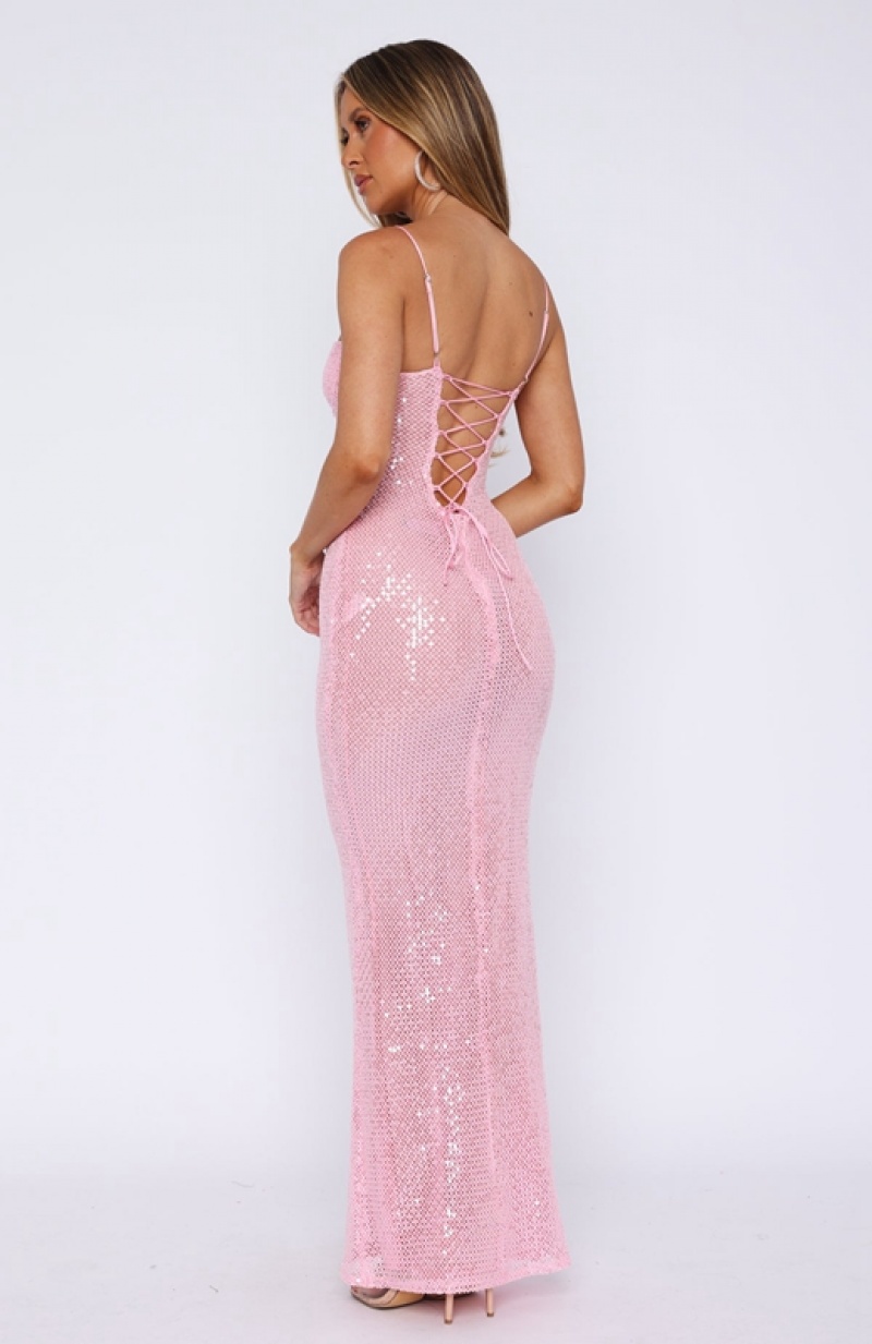 Women's White Fox Off My Mind Maxi Dress Pink | GPNB-93540