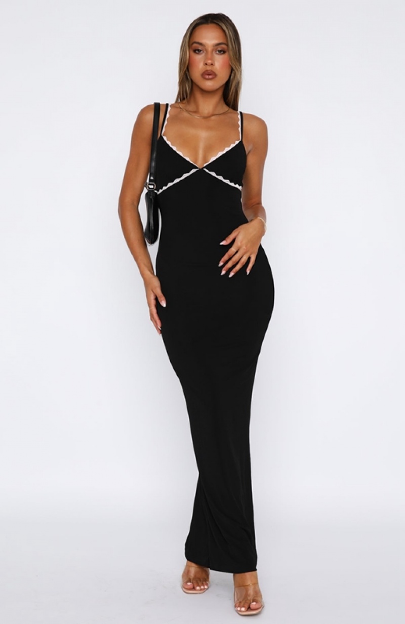 Women's White Fox Only The Young Maxi Dress Black | DPCS-10678