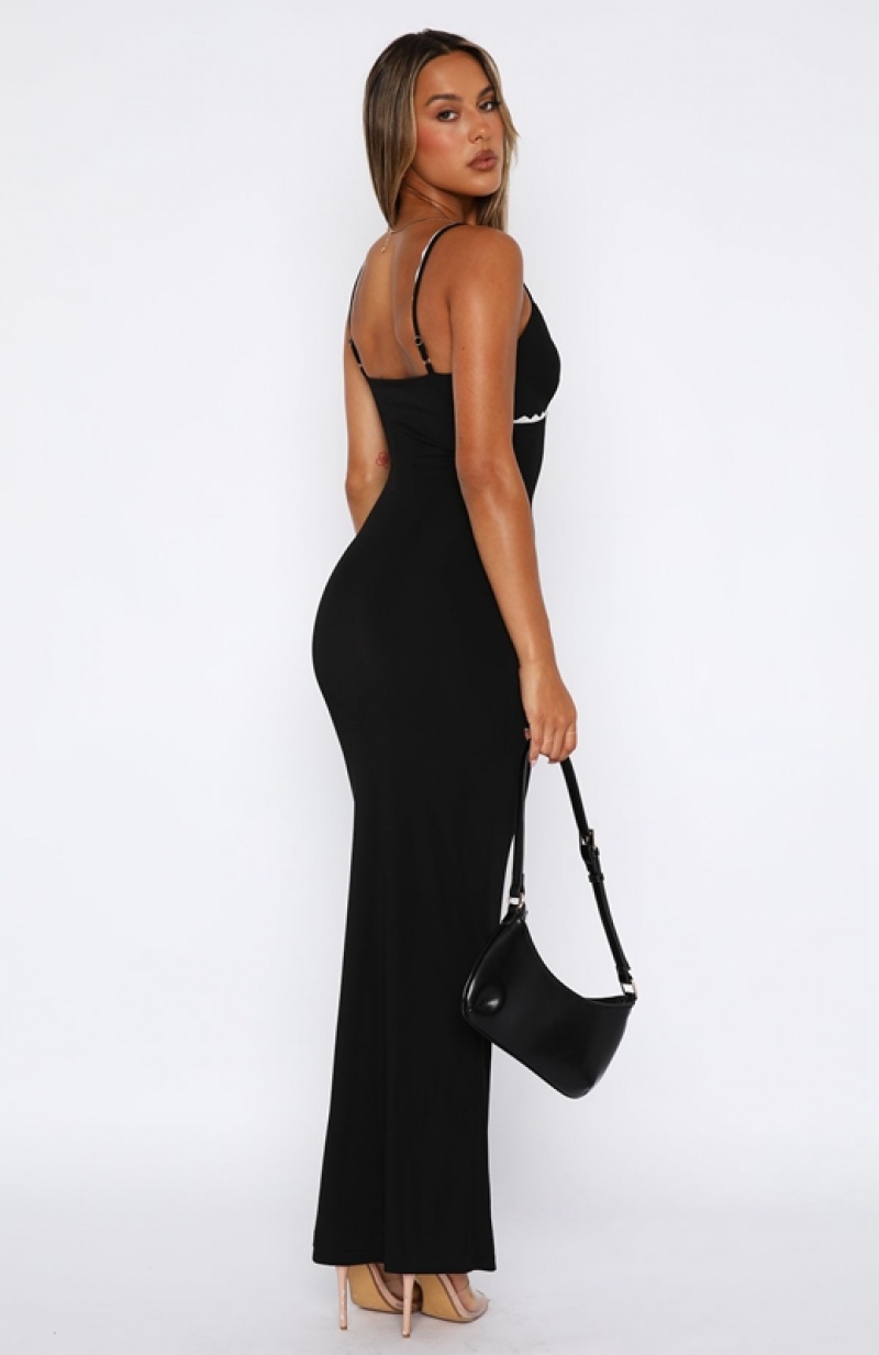 Women's White Fox Only The Young Maxi Dress Black | DPCS-10678