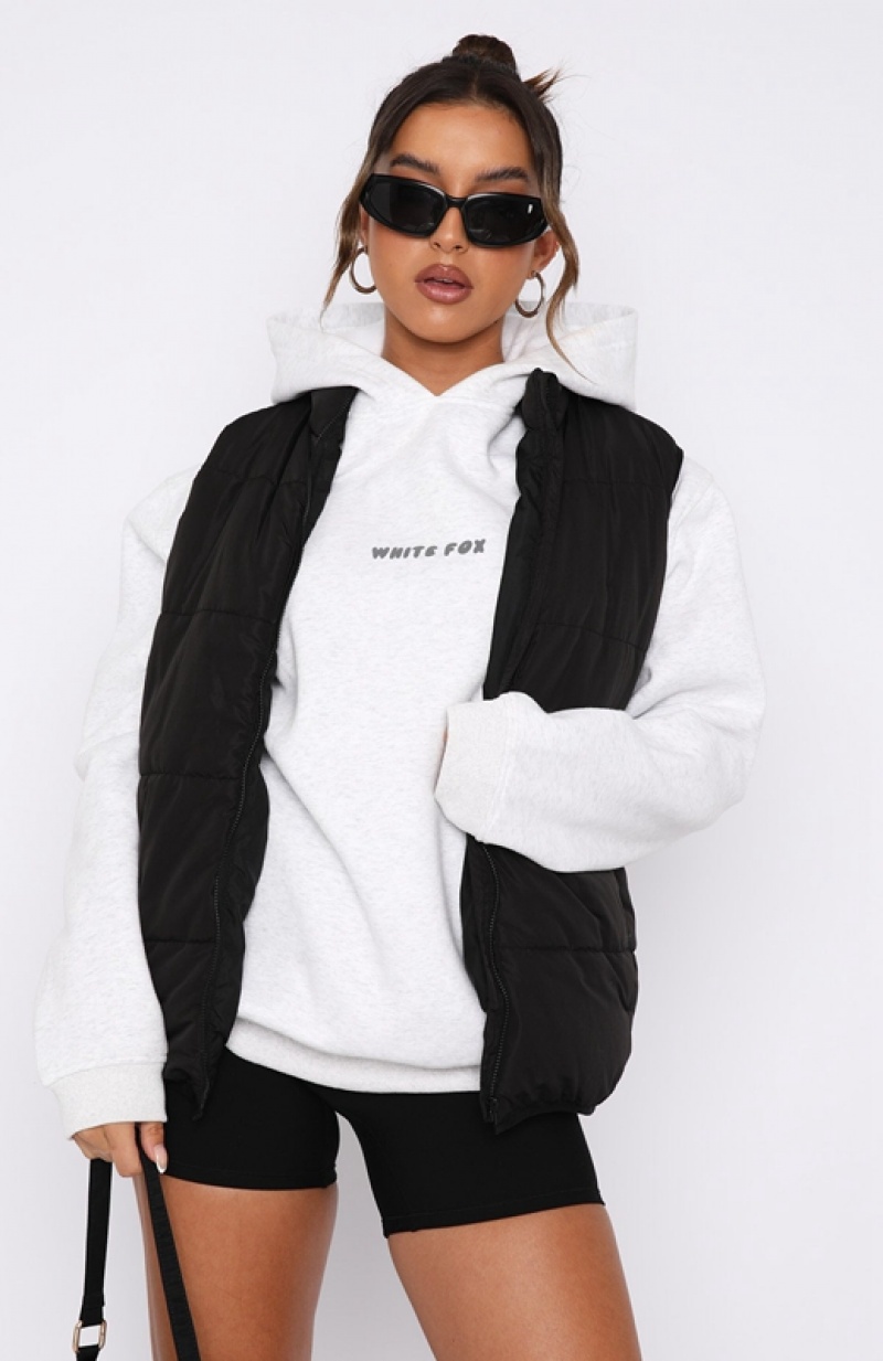 Women's White Fox Outside The Lines Puffer Vest Black | BHJT-38965