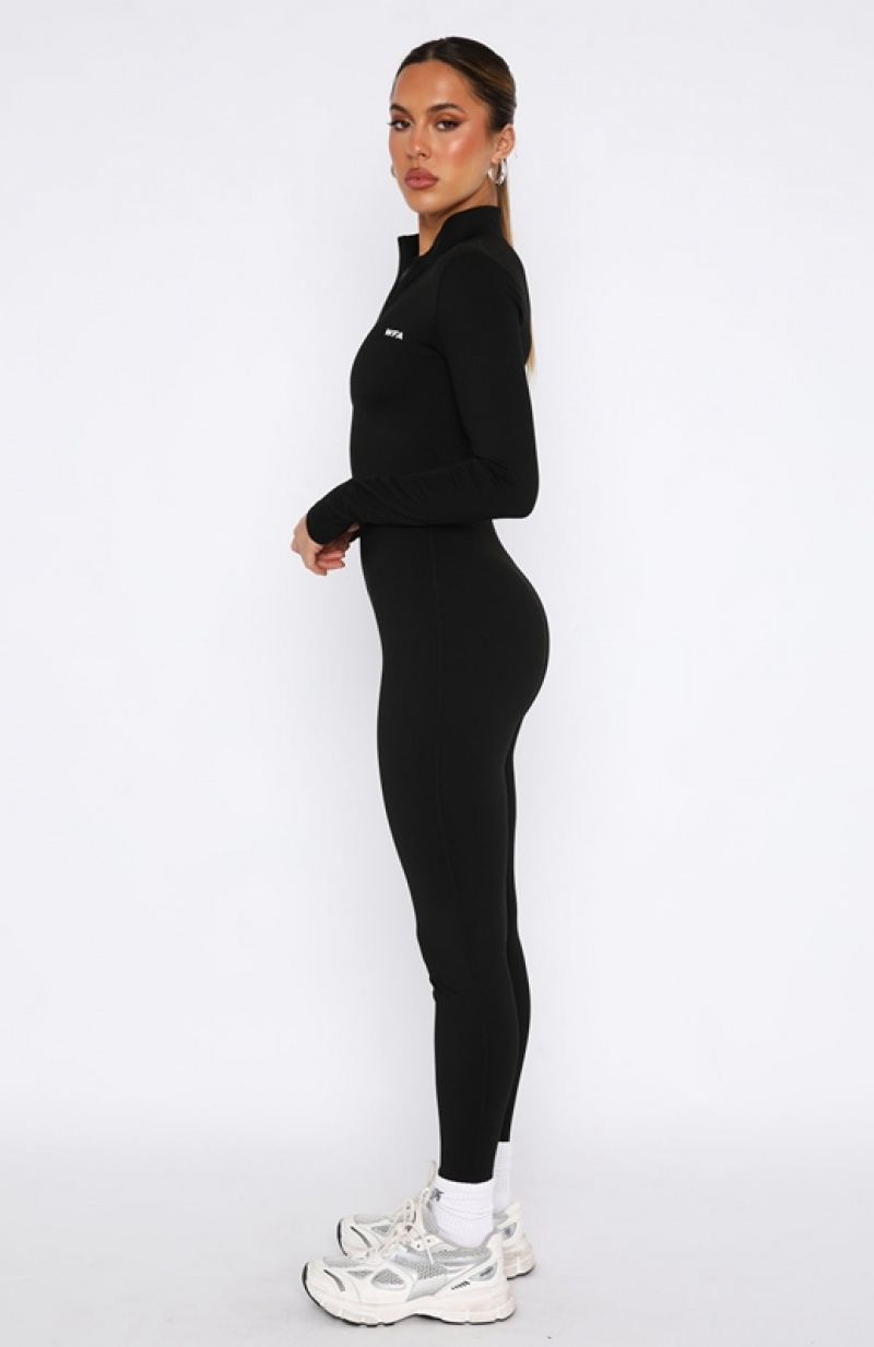 Women's White Fox Progress Long Sleeve Jumpsuit Black | KNAH-97051