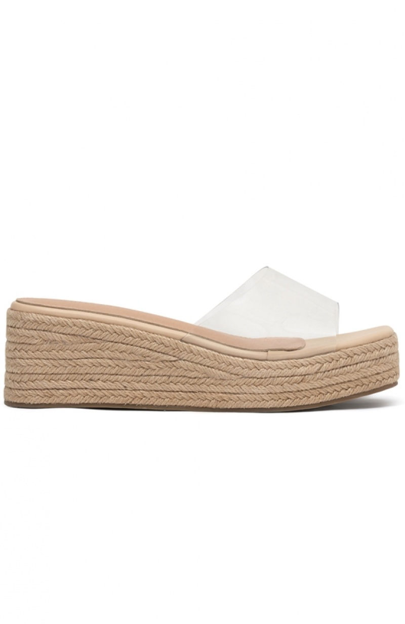 Women's White Fox Rayna Platform Slides Beige | GYHK-81054