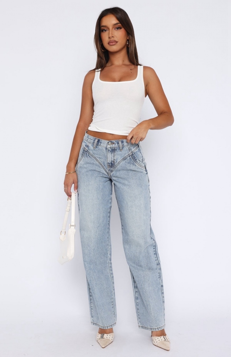 Women's White Fox River Low Rise Wide Leg Jeans Light Blue | XLVQ-70325