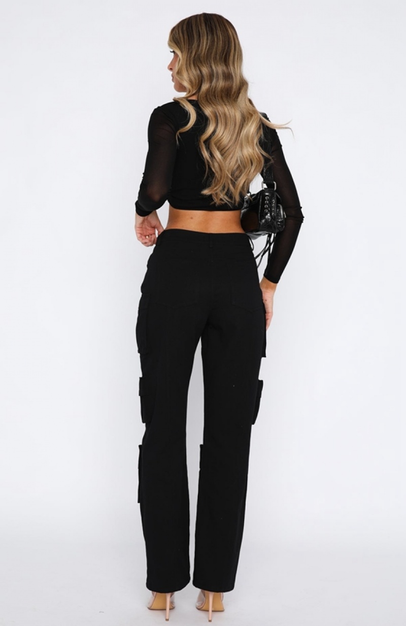 Women's White Fox Run Right Back Pants Black | JXBV-15840