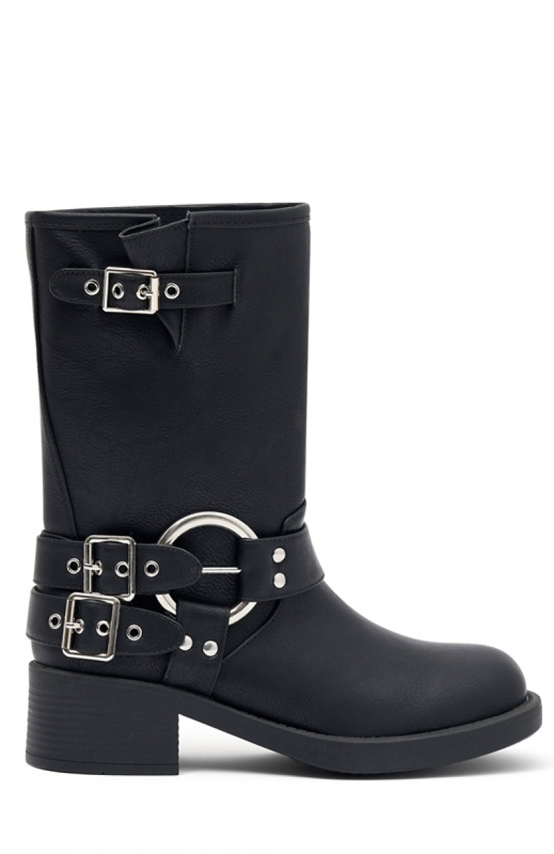 Women's White Fox Scout Biker Boots Black | KFDP-48265