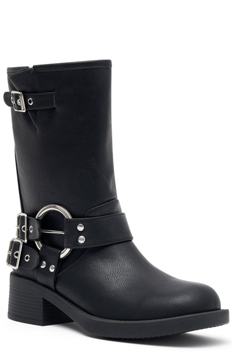 Women's White Fox Scout Biker Boots Black | KFDP-48265