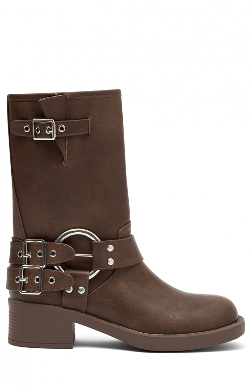 Women's White Fox Scout Biker Boots Brown | YRFT-50821