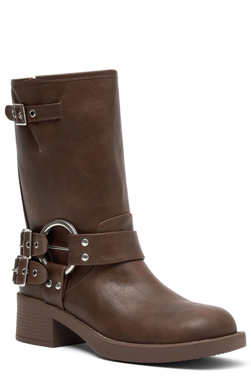 Women's White Fox Scout Biker Boots Brown | YRFT-50821