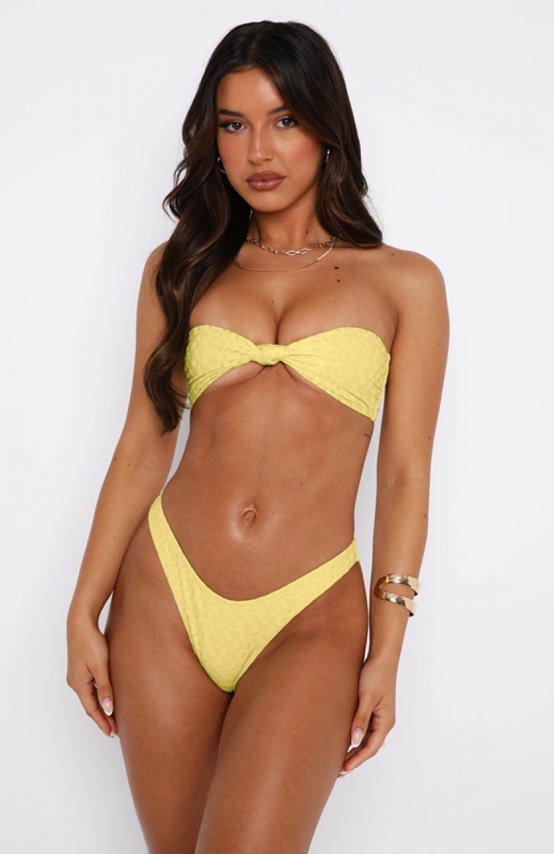 Women's White Fox Sea Haze Bandeau Bikini Tops Lemon | ARME-21340