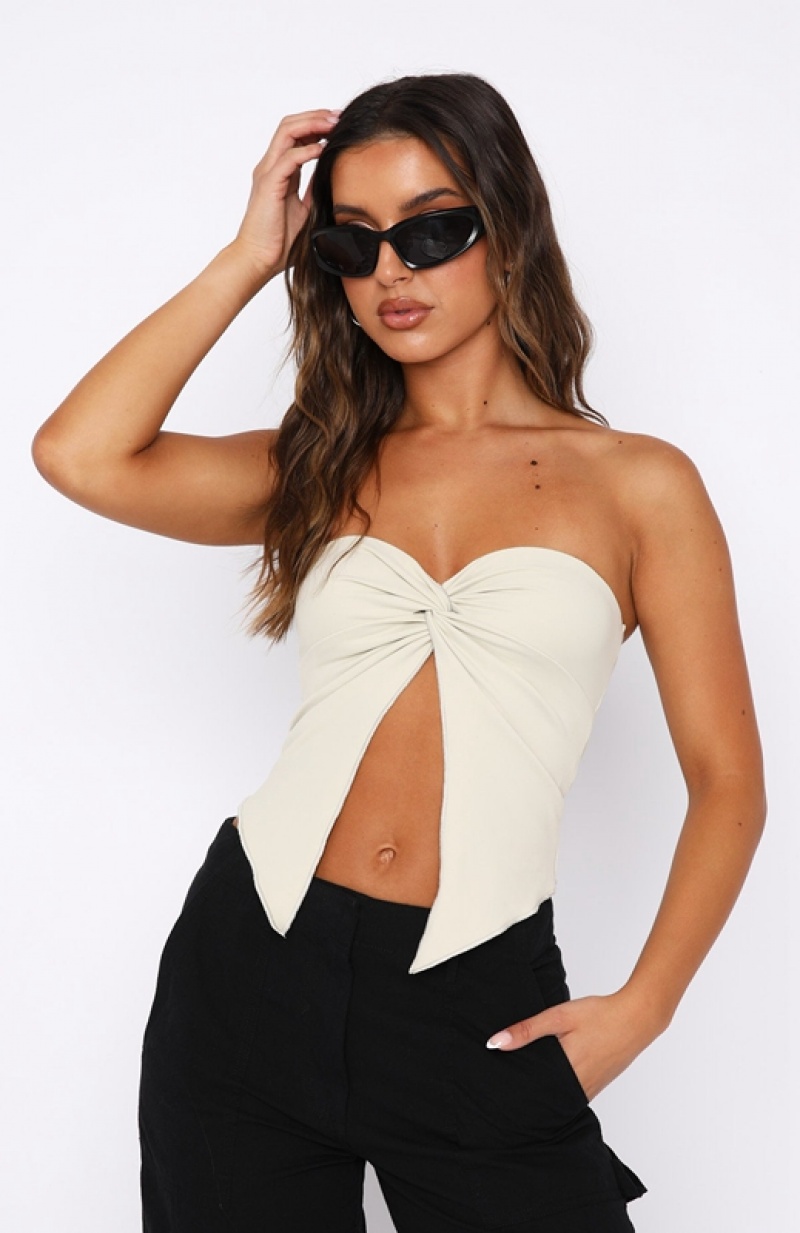 Women's White Fox She's A Day Dreamer Crop Tops Grey | EKDL-42873