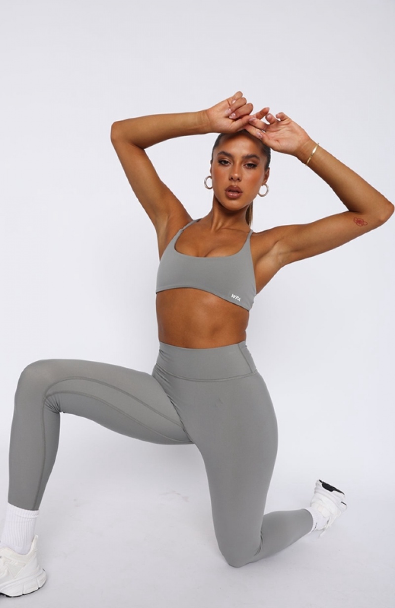 Women's White Fox She's Healthy Sports Bra Grey | YMAK-34769