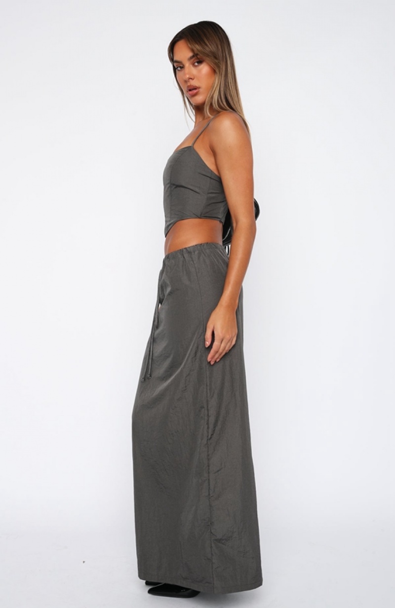 Women's White Fox Songs Of Mine Maxi Skirts Grey | ELFB-15936