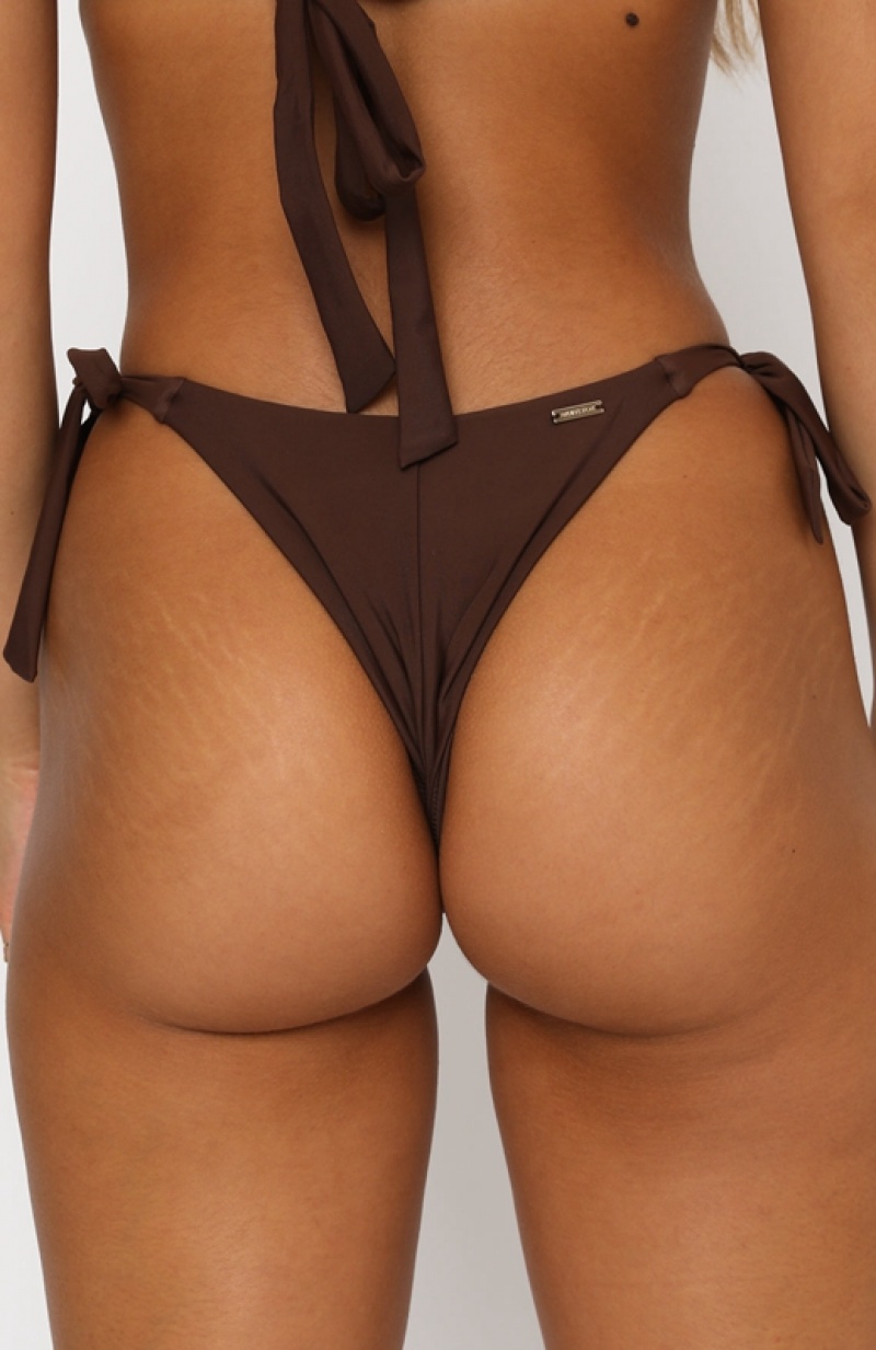 Women's White Fox St Barts Bikini Bottoms Chocolate | OETJ-84216