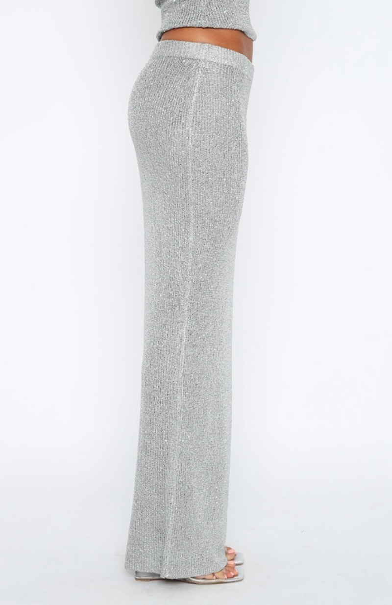 Women's White Fox Star Shining Sequin Knit Maxi Skirts Grey | JRNY-43752