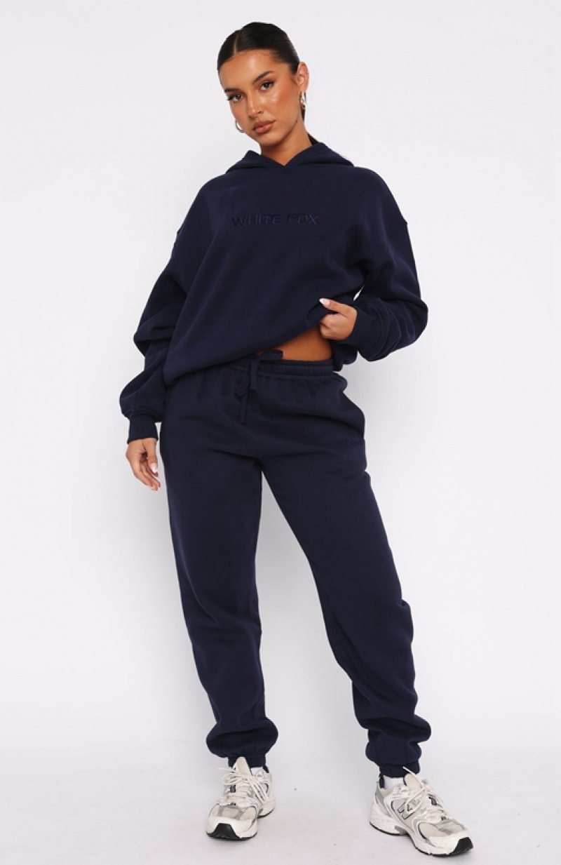 Women's White Fox Stay Lifted Sweatpants Navy | ICJD-27069