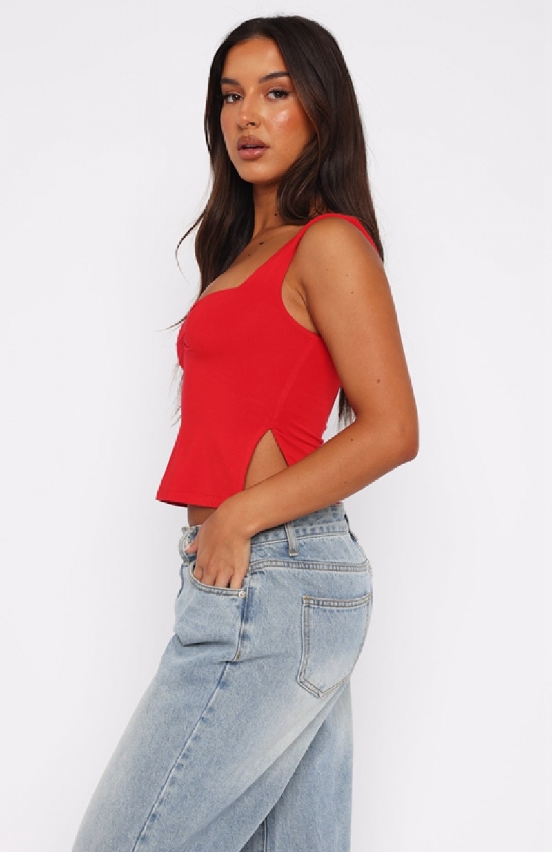 Women's White Fox Taking Off Tops Red | PDGQ-24689