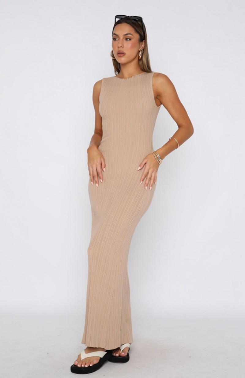 Women's White Fox Tami Maxi Dress Beige | HFMC-02175