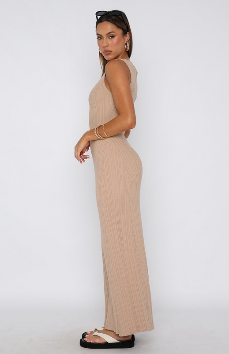 Women's White Fox Tami Maxi Dress Beige | HFMC-02175