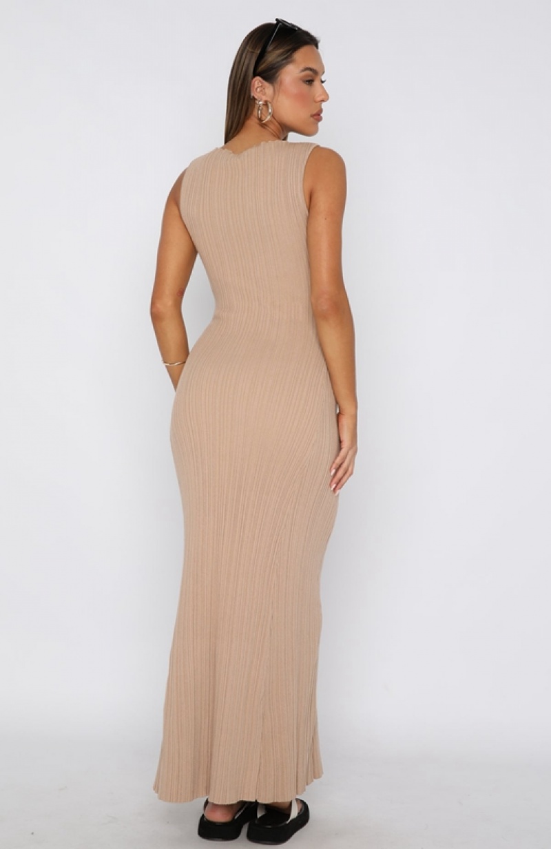 Women's White Fox Tami Maxi Dress Beige | HFMC-02175