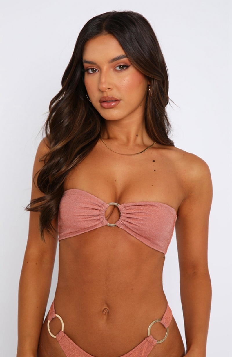 Women's White Fox Thasos Bandeau Bikini Tops Copper | RLND-31409