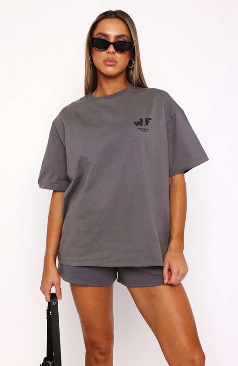 Women's White Fox The New Standard Oversized T Shirts Grey | RLMO-87931