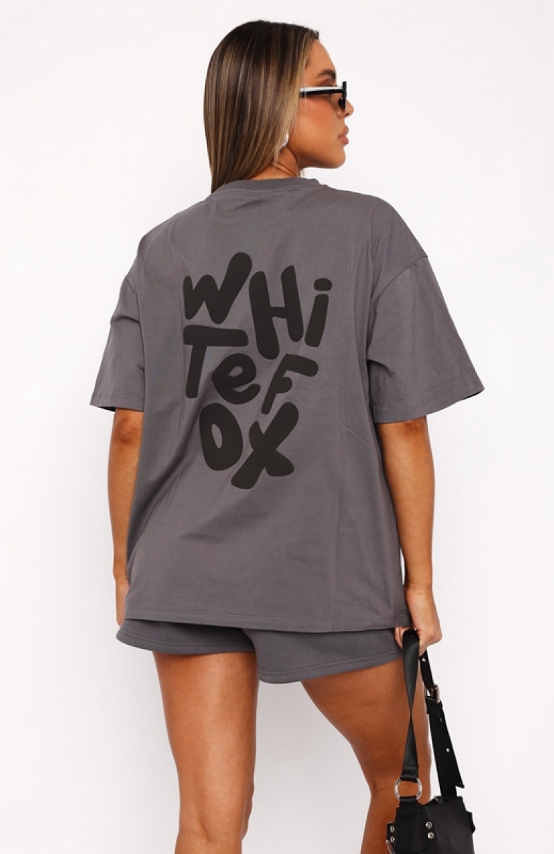 Women's White Fox The New Standard Oversized T Shirts Grey | RLMO-87931