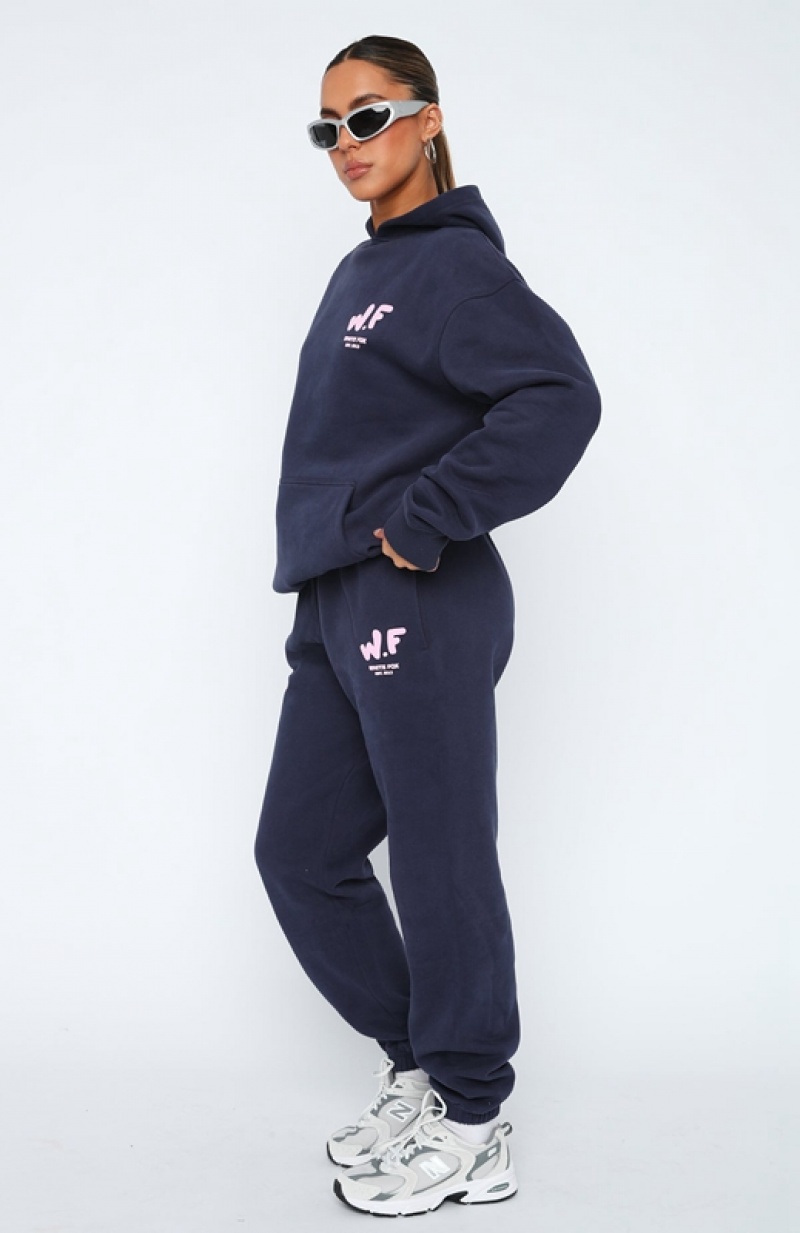 Women's White Fox The New Standard Sweatpants Navy | VJLX-40831