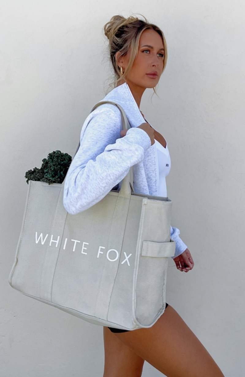 Women\'s White Fox Tote Bag White Beige | ASWD-70852