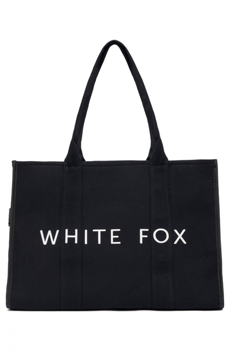 Women's White Fox Tote Bag White Black | SPJI-40839