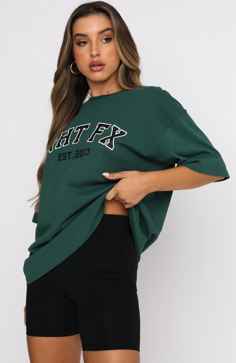 Women's White Fox Varsity T Shirts Green | GZSF-21485