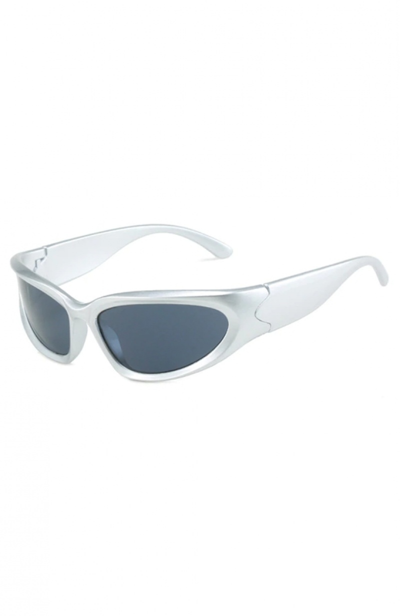 Women's White Fox Viper Sunglasses Silver / Black | HSCA-02138