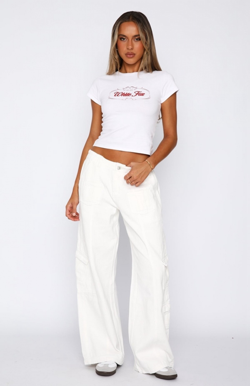 Women's White Fox Wait A Minute Pants White | BZAY-10278