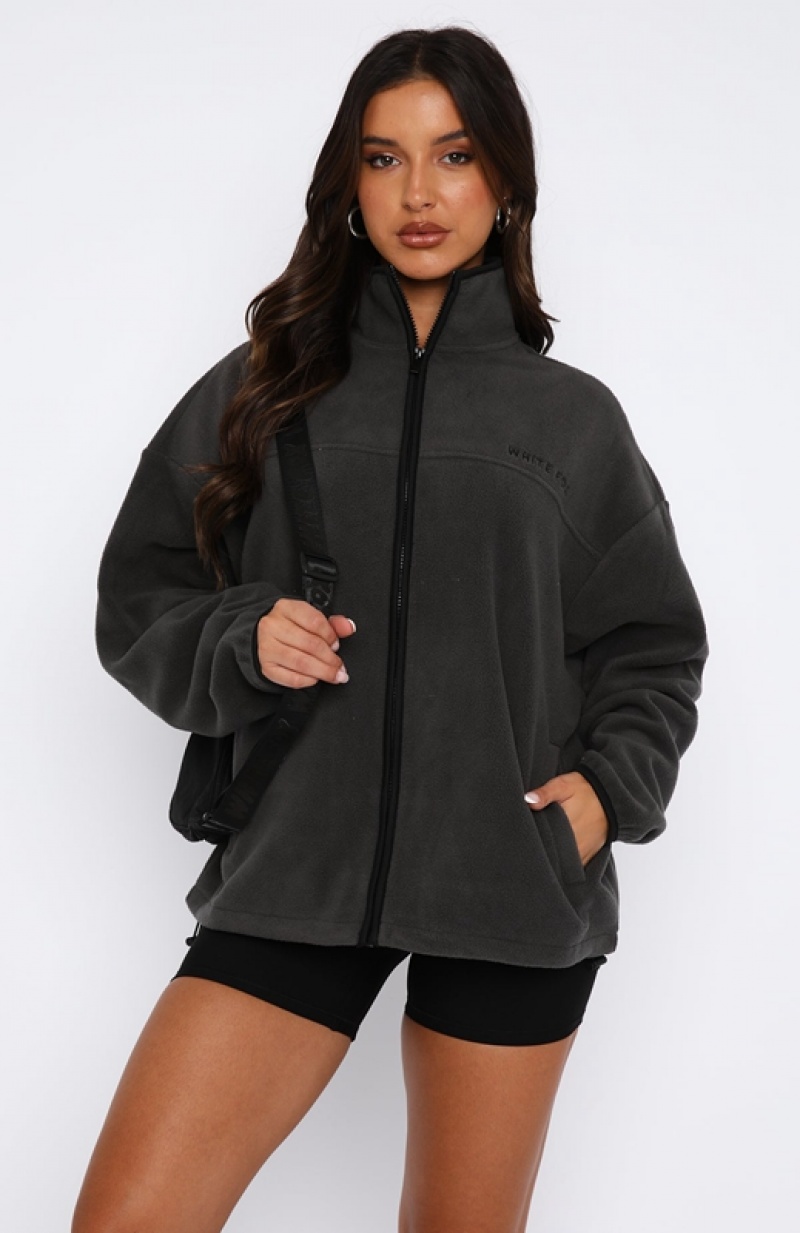 Women's White Fox Well Known Fleece Jackets Grey | XLQT-82504