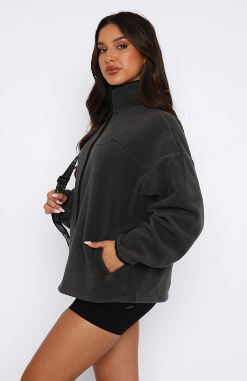 Women's White Fox Well Known Fleece Jackets Grey | XLQT-82504