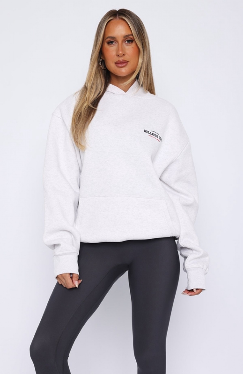 Women's White Fox Wellness Club Oversized Hoodie Grey | RAYE-35819