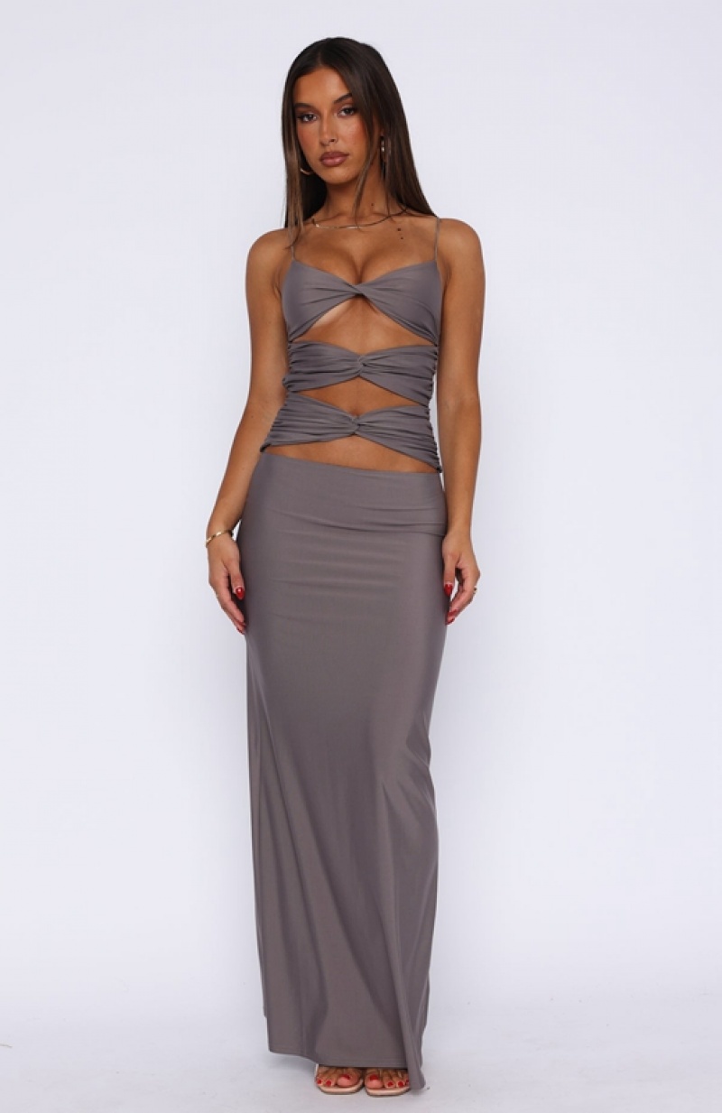 Women's White Fox What Would You Do Maxi Dress Grey | OBYQ-89145