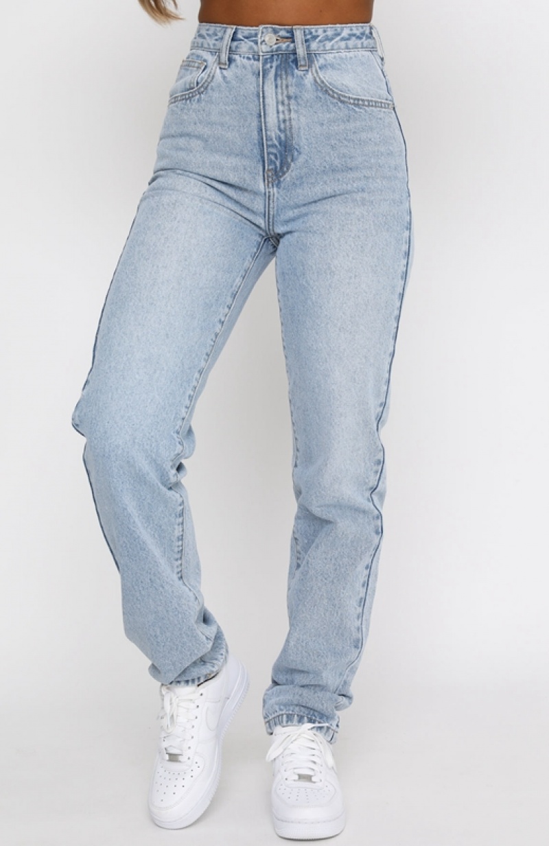 Women's White Fox Who's That Girl Straight Leg Denim Jeans Blue | FRCP-96714