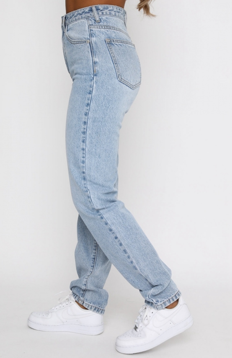 Women's White Fox Who's That Girl Straight Leg Denim Jeans Blue | FRCP-96714