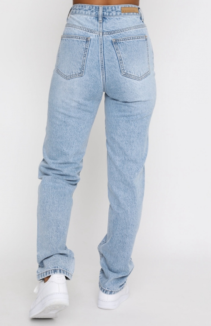 Women's White Fox Who's That Girl Straight Leg Denim Jeans Blue | FRCP-96714