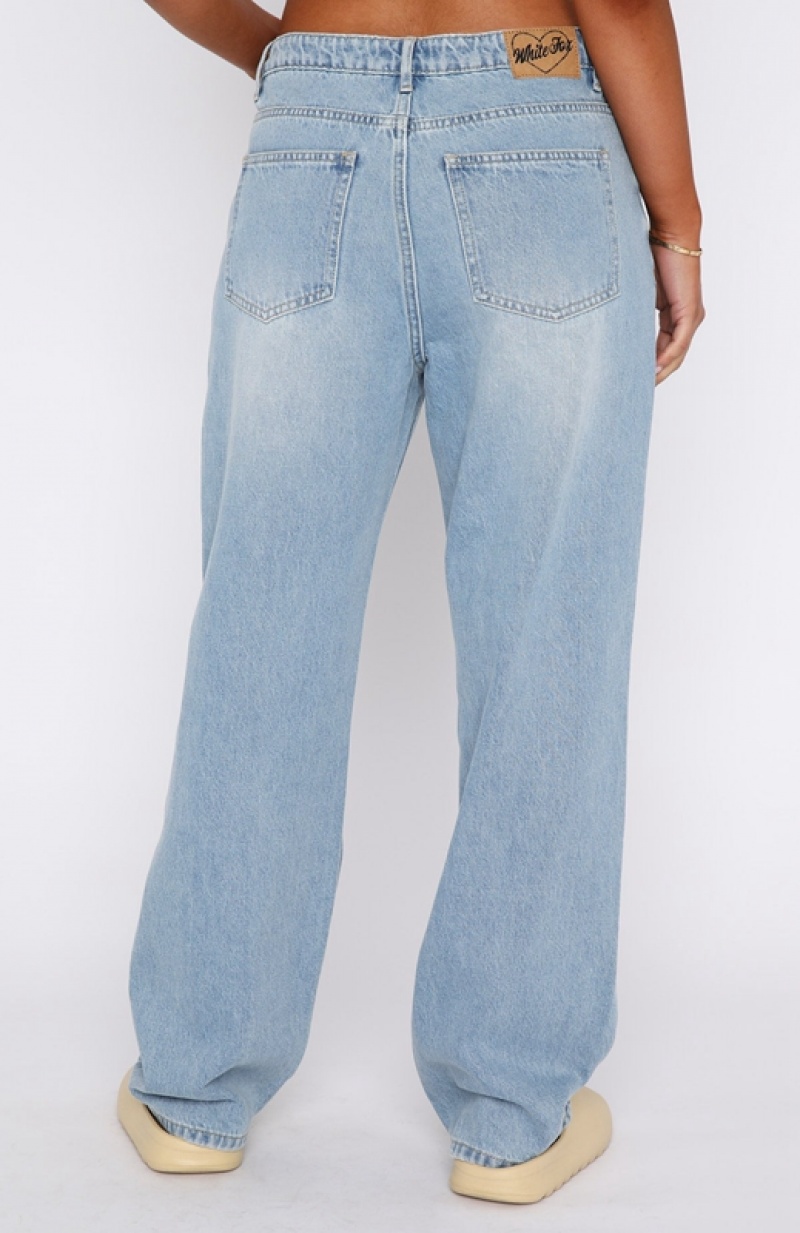 Women's White Fox With You Low Rise Wide Leg Jeans Blue | YTMV-98142