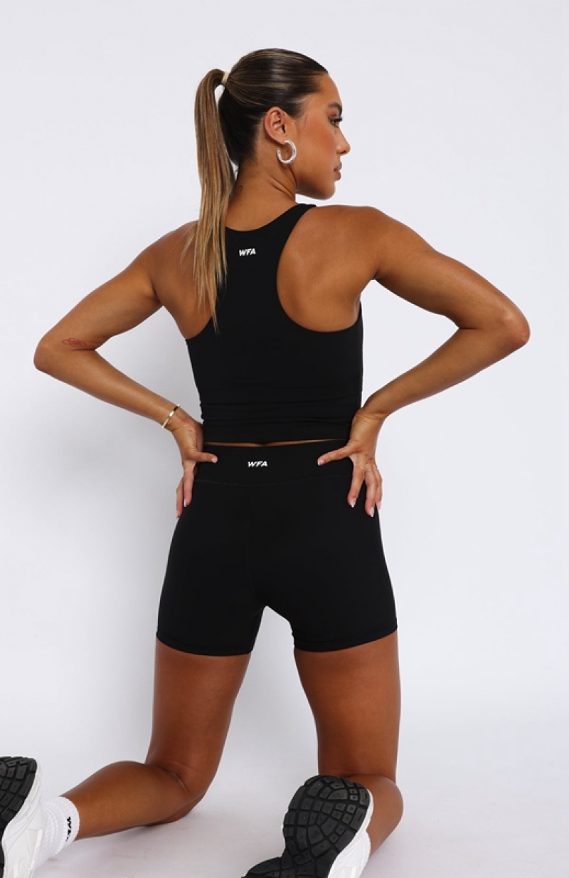 Women's White Fox Won't Give Up Cross Front Shorts Black | CGRK-13765